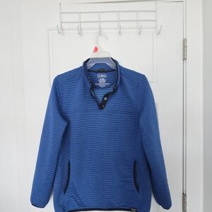 L.L. Bean Women's Blue Zip-Up Sweater with Black Trim